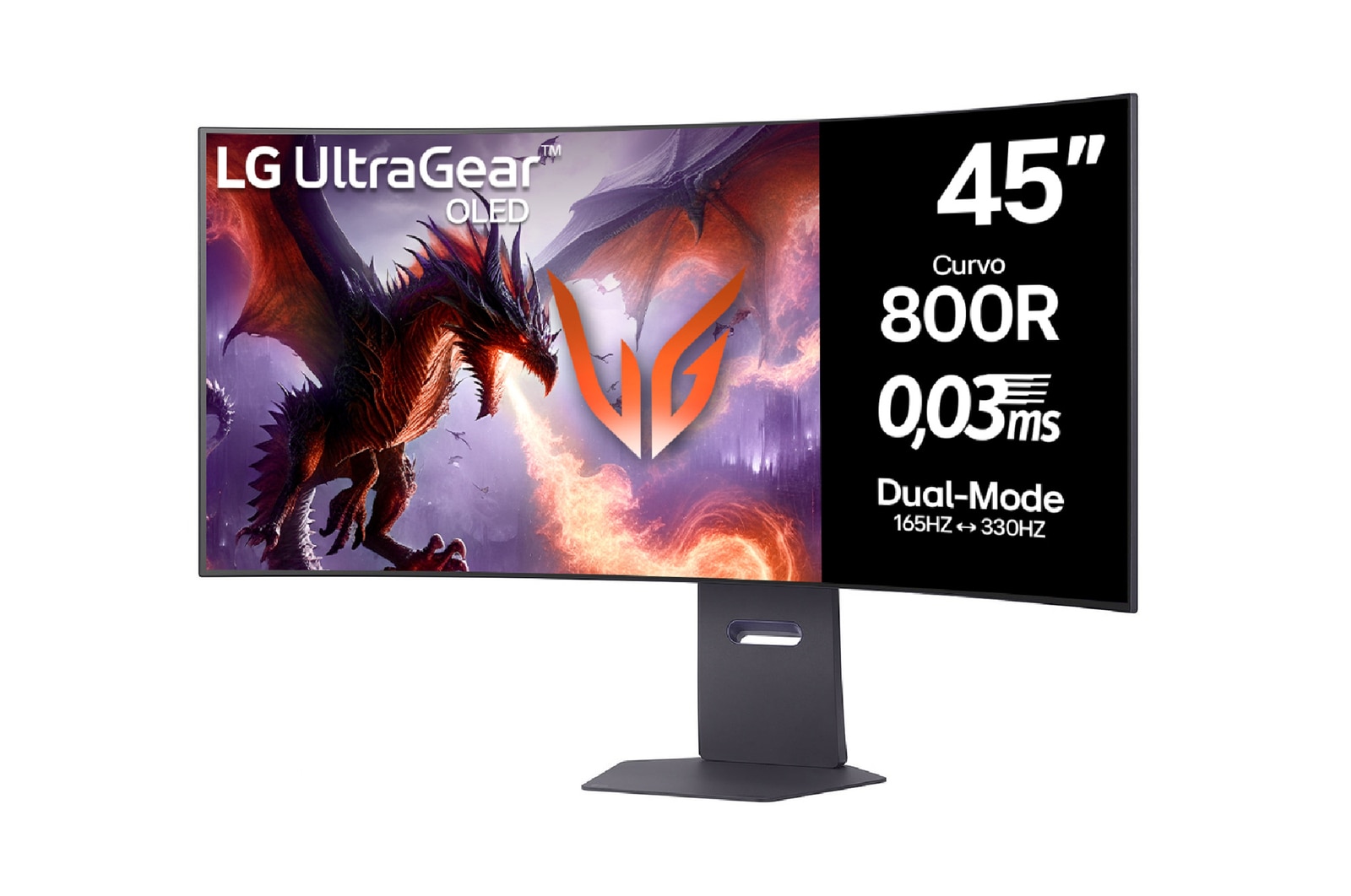 Vista frontal de Monitor LG UltraGear OLED 5K2K de 45" con Dual-Mode y 330Hz 45GX950A-B